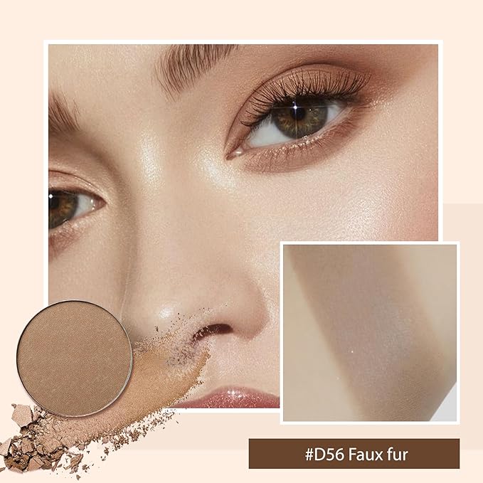 Refillable Eyeshadow Palette - Matte/Glitter/Duo-Chrome Pressed Powder & Cream Formula, Neutral/Shimmer/Smokey Multichrome, Travel-Friendly Iron Pan Refills (Matte, D56)