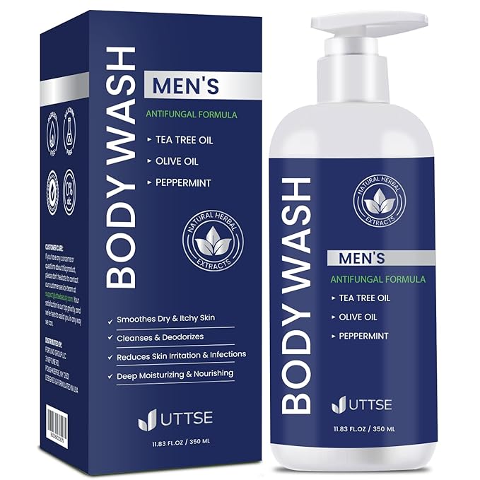 Uttse Tea Tree Body Wash: Antifungal Soap for Men - Eliminates Body Odors & Skin Irritations - 11.8fl oz/350mL