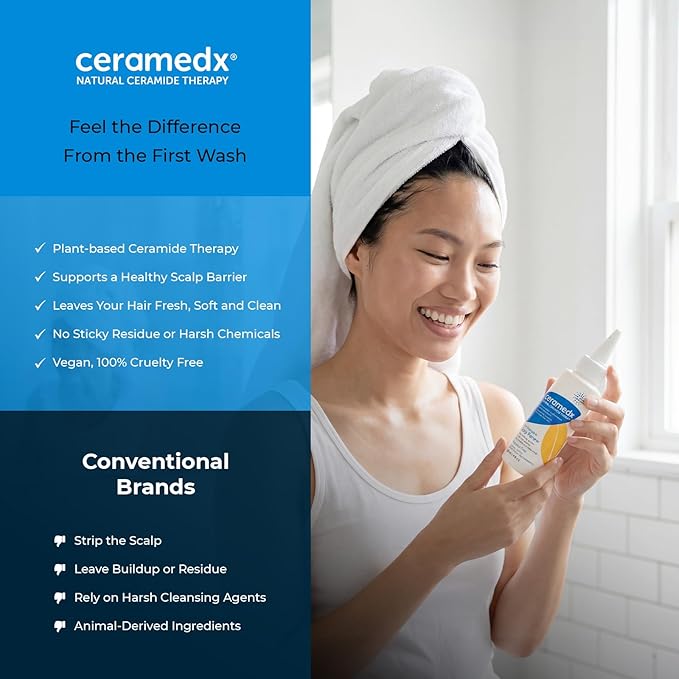 Ceramedx Hair & Scalp Renew Pre-Shampoo Treatment Serum with Plant-based Riceramide-3 Technology for Dry Hair and Scalp | Vegan, Fragrance Free, Paraben Free | 4 oz