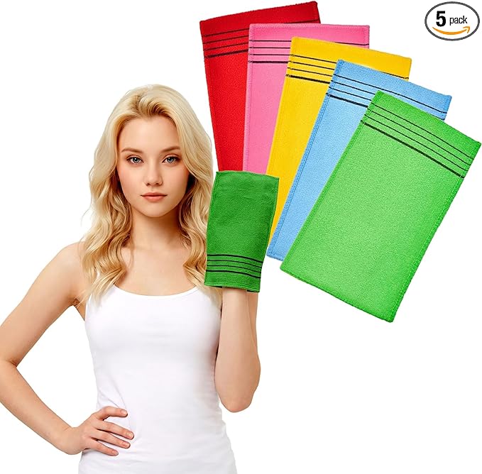 Asian Korean Exfoliating Bath Washcloth Mitt (5, Mix)