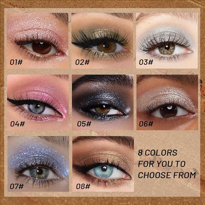 WanTuoluo Sparkly Eyeshadow Palette for Women, Single Monochrome Eye Shadow Makeup, Shiny Pressed Cream Powder, Blendable Natural sombras para ojos, Holographic,Vegan,Travel (08-Glitter-Gold Brown)