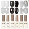 GAOY Black and White Gel Polish Set, Sliver Cat Eye, Opal White, Jelly Black Glitter Reflective Gel, Magnetic Holographic DIY Nail Art
