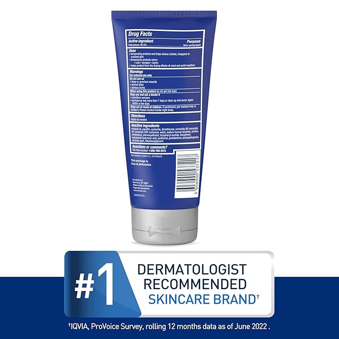 CeraVe Healing Ointment, Hydrating Skin Protectant With Petrolatum, Hyaluronic Acid & Ceramides, Face & Body Skin Barrier Repair For Cracked, Chafed, Dry Skin, Fragrance Free & Lanolin Free, 3 Oz