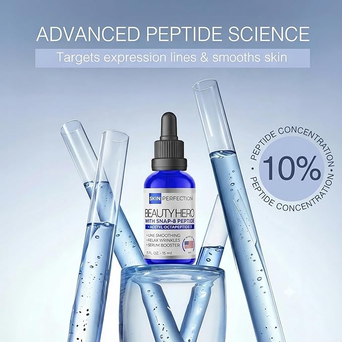 Skin Perfection Snap 8 Peptides Serum for Face - Anti Aging Peptide Serum for Fine Lines & Wrinkles - Diy Peptide Face with Hyaluronic Acid Crows Feet Diy Mix with Any Skincare 0.5oz