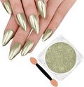 Chrome Nail Powder, Metallic Mirror Effect Holographic Shimmer Glitter Dust Manicure Decoration Nail Art Pigment for DIY Gel Polish Nail Art, Resin Craft, Salon, Gifts - Champagne Gold