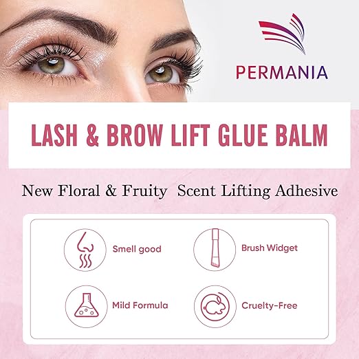 PERMANIA Lash Lift Balm, New Eyelash Lifting Adhesive，0.35oz/10g Lash Lift Glue Strong Viscosity and Water Solubility for Lash Perm Kit (Strawberry)