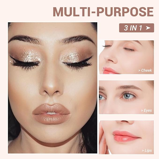 Refillable Eyeshadow Palette - Matte/Glitter/Duo-Chrome Pressed Powder & Cream Formula, Neutral/Shimmer/Smokey Multichrome, Travel-Friendly Iron Pan Refills (Glitter, D88)