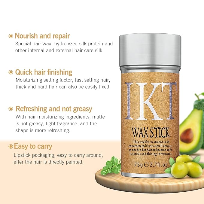 Wax Styling Stick for Non-Greasy Hair Pomade with Strong Hold, Floral Scent - For Hair - 3 PCS