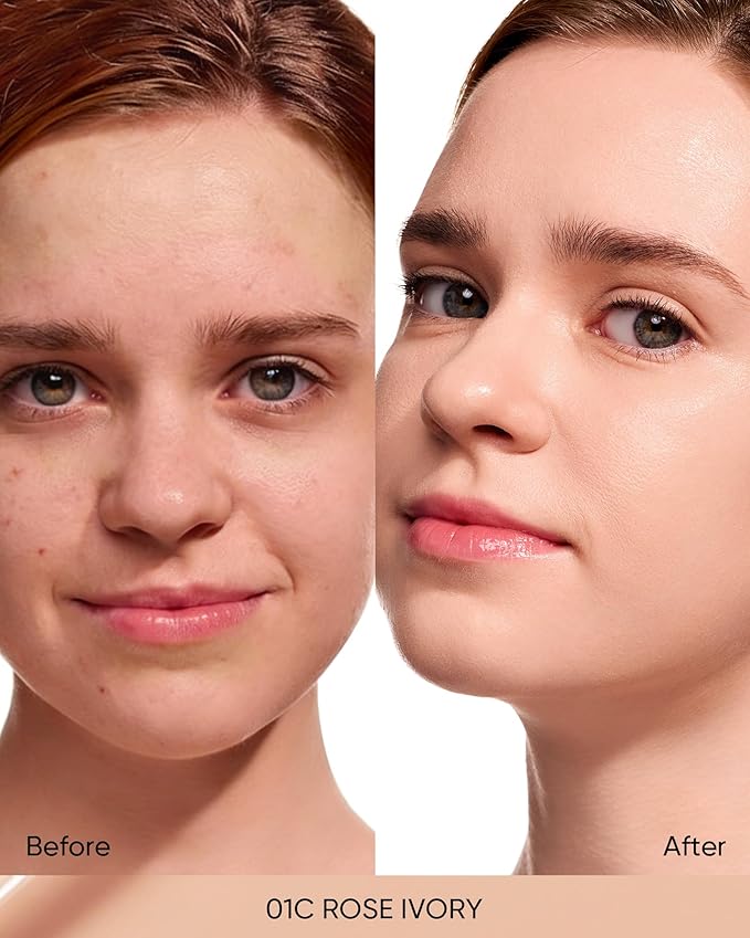 SKINTIFIC Full Coverage Cushion Foundation #01C Rose Ivory| Satin Glow Finish, Oil-Control & Waterproof, Buildable Tattoo Cover Cushion for All Skin Types