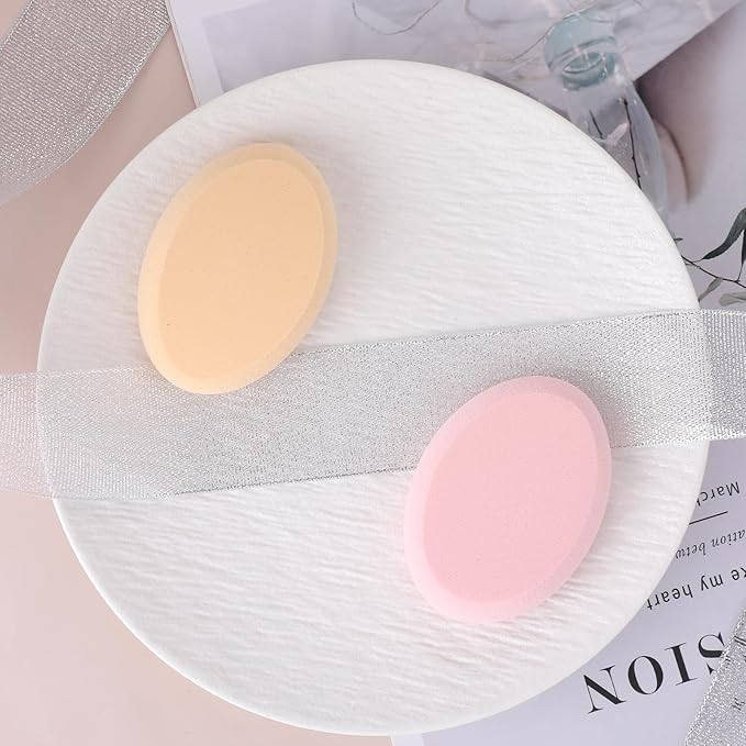 Giantree 2 Pcs Oval Puff, Make-up Egg Air Cushion Puff Beauty Egg Foundation Sponge Oval Makeup Sponges for Eye Foundation Blush Application Forehead Cheeks, Dry and Wet