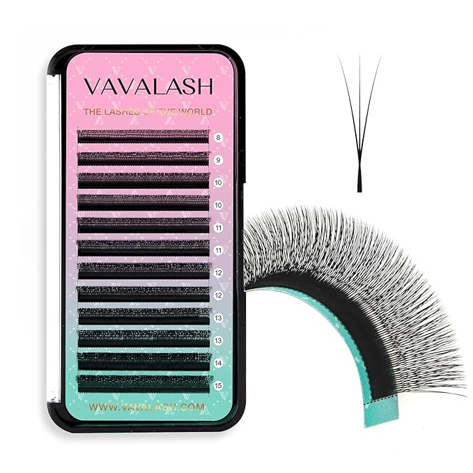 VAVALASH Narrow 3D W Lash Extension 0.07 D Curl W-shaped Eyelash Extensions Matte Black Volume Small Spacing 3D Lash fans W Lashes(Narrow-3D-0.07-D-8-15mm)