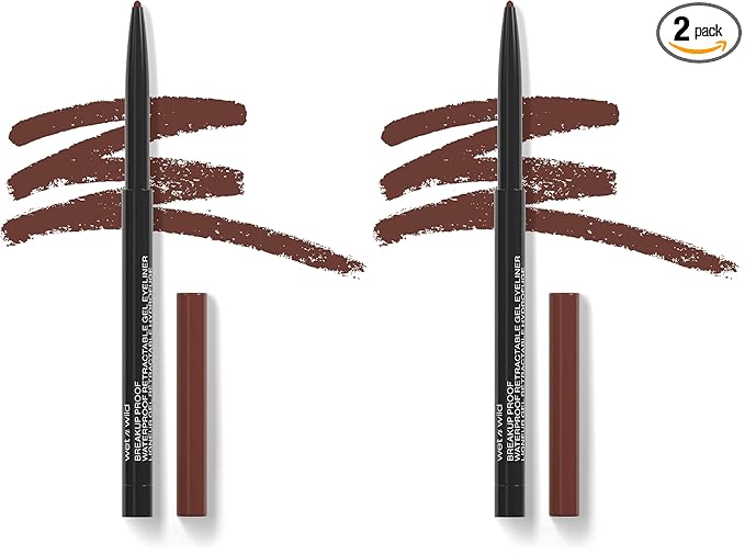 wet n wild Gel Eyeliner, Retractable, Brick Brown | Waterproof | Smudge-Resistant | Cruelty-Free & Vegan | Pack of 2