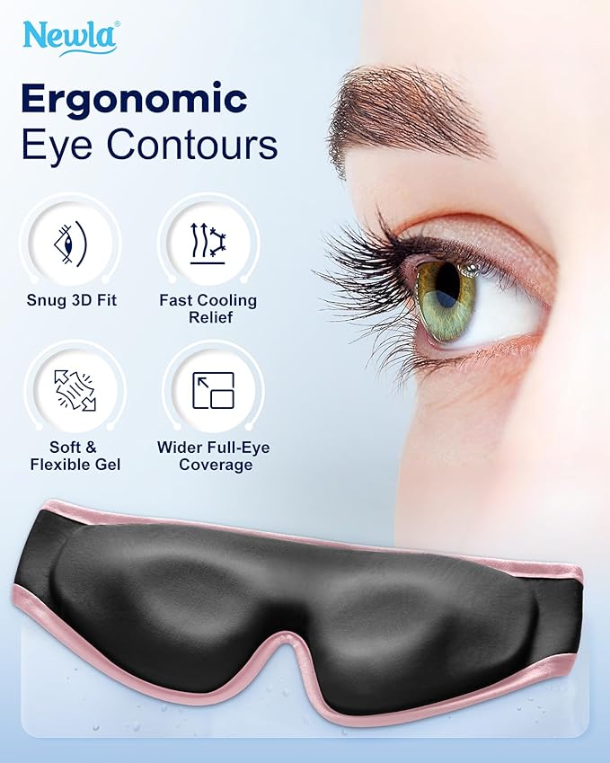 Upgraded Cooling Gel Eye Mask for Puffy Eyes: Larger Full-Eye Cover Design for Ice Cooling Relief, Reusable Cold Compress for Dark Circles, Eye Bags, Fatigue & Migraine(Pink)