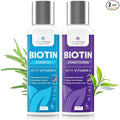 Biotin Hair Growth Shampoo and Conditioner Set - Sulfate Free, Deep Conditioner for Dry Damaged Hair - Made in USA (4 oz)