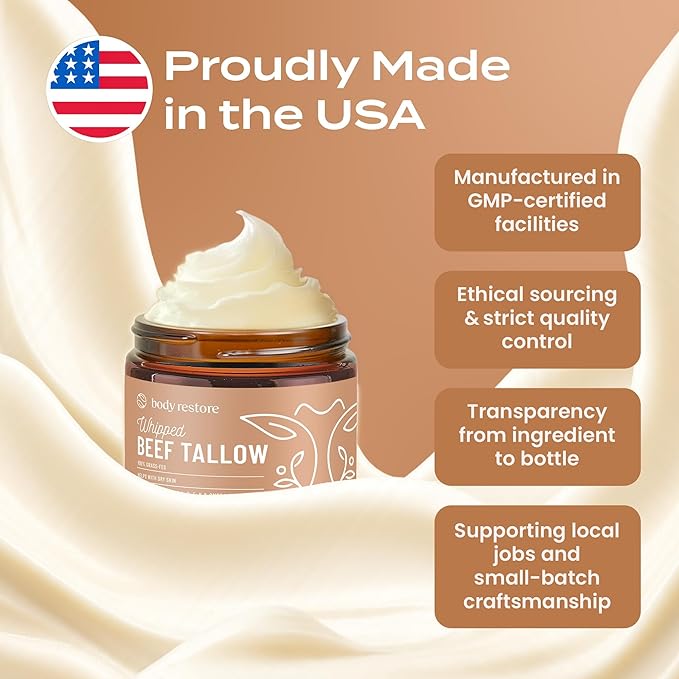 Body Restore Whipped Beef Tallow Balm – Fathers Day Gift for Dad from Daughter Son Wife, Grass Fed Face & Body Moisturizer, Birthday Gifts for Men, Self Care Spa Gifts – Unscented