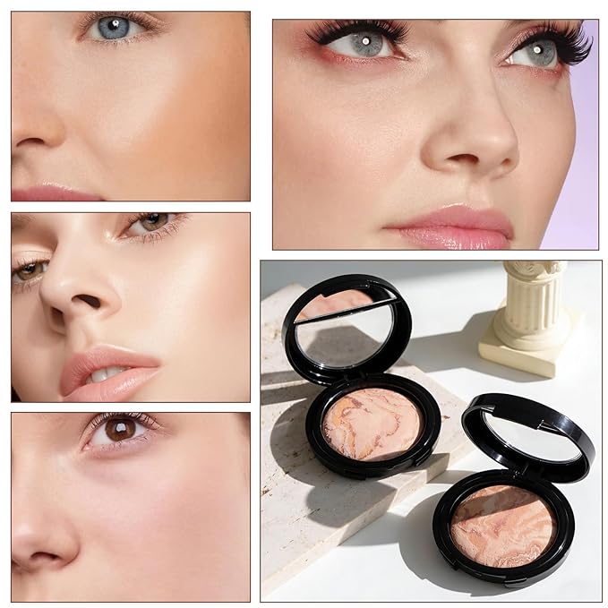 K'APEINE Baked Powder Foundation, Pressed Matte Face Powder Balance-n-Brighten & Color Correcting Bake Setting Powder Makeup Oil Control Base Makeup for Poreless Smooth Finishing for Women-01#