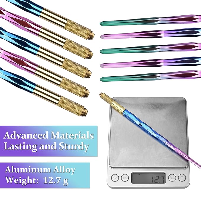ATOMUS Microblading Pen Kit 2pcs Tattoo Eyebrow Lip Manual Pen 10pcs 18U Eyebrow Microblades 10pcs Pigment Holder with Sponge