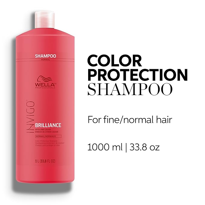 Wella Professionals Invigo Brilliance Shampoo | For Fine/Normal Colored Hair | Intense Color Protection & Maintains Vibrancy | 33.8 Fl Oz | 1 L