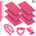WILLBOND 60 Pieces Flexible Curling Rods Hair Curlers Rollers Twist Flexi No Heat Rods Rollers for Long Short Hair Women(0.3 x 7 Inch,Pink)