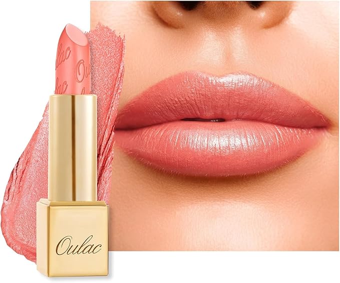 Oulac Matte Coral Lipstick with Glow Metallic Finish - Vegan Lipstick for Women, Creamy Texture, Hydrating Clean Beauty Formula, High-End Magnetic Hook Design, GM11 Aurora