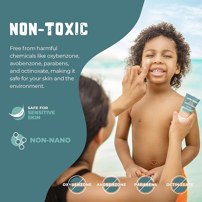 Happy Ocean Kids Mineral Sunscreen SPF 45 – Reef Safe, Non-Toxic for Babies & Toddlers, Zinc Oxide, Water Resistant, Travel Size, Face & Body