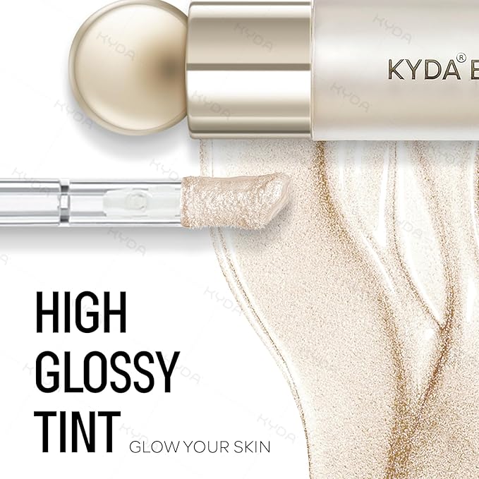KYDA Liquid Highlighter, Natural Glow Face Illuminator, Multiuse Liquid Glow Filter Makeup, Complexion Booster, Healthy Glowing Skin Look with Buildable Sheer Coverage, Champagne