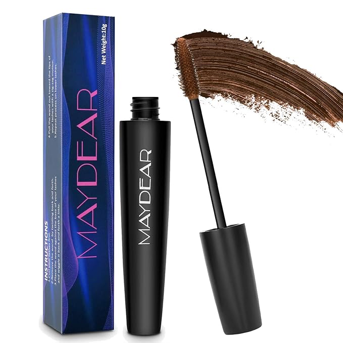 Maydear Brown Mascara for Eyelashes, Waterproof Long Lasting Smudgeproof Color Mascara for Women Fast Dry Lengthening Eye Makeup Party Stage Use