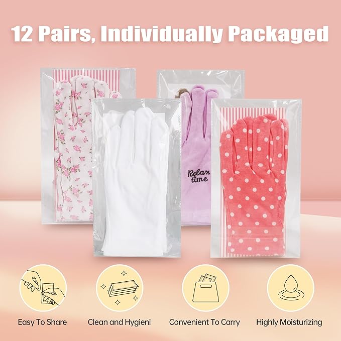 HandLove Premium 100% Cotton Gloves | Moisturizing Gloves for Dry Hands | Overnight Sleeping & Eczema | Extended Wrist White Pure Gloves, 12 Pairs, Santa Gloves