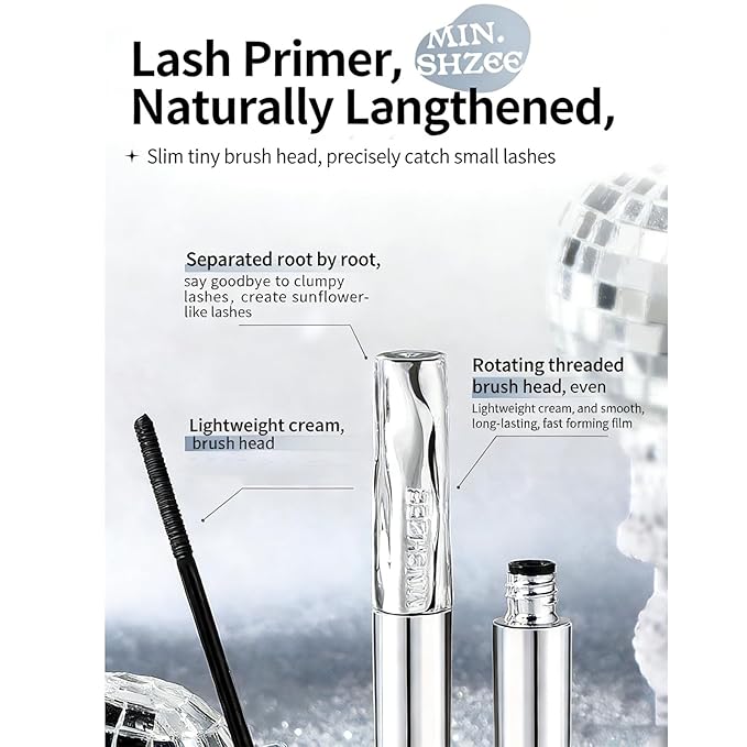 2Pcs Iron Wand Mascara, Telescopic Metal Tubing Mascara Natural Length Volume Slim Steel Tube Eyelash Primer Ultra Fine Lengthening & Curling Smudge-Proof Mascara (Black)