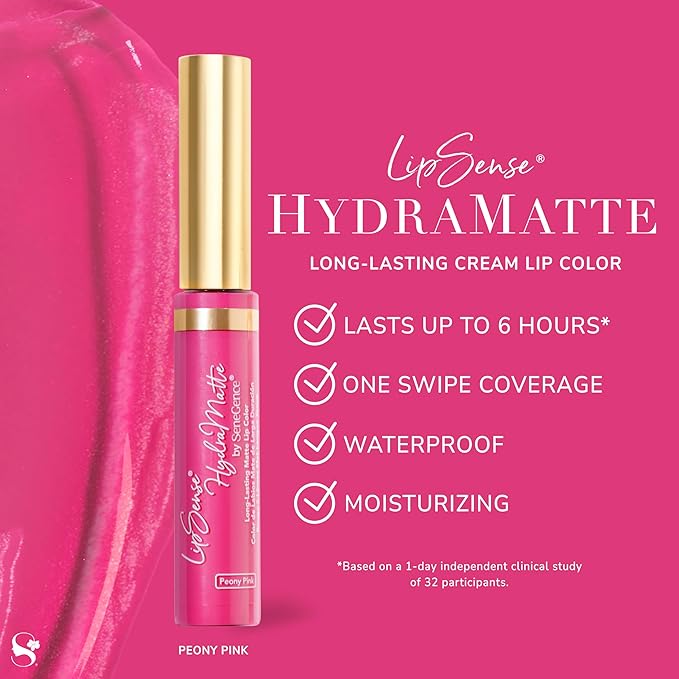 SeneGence LipSense HydraMatte Long-Lasting Liquid Lipstick – Peony Pink, 0.25 Fl Oz Up to 6-Hour Wear. Waterproof. Transfer-Proof Cream-to-Matte. Hydrating. Vegan. Alcohol-Free.