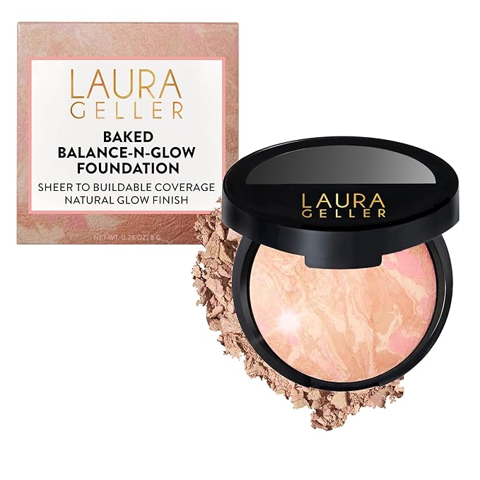 LAURA GELLER NEW YORK Baked Balance-N-Glow Illuminating Foundation - Porcelain - Buildable Sheer to Light Coverage - Satin Finish
