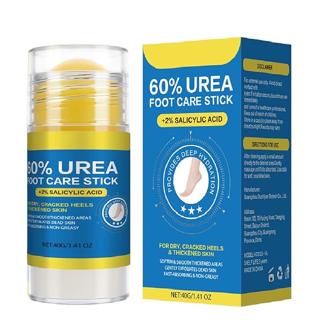 60% Urea with 2% Salicylic Acid Urea Foot Care Stick, Foot Cream Moisturizer for Dry Cracked Feet, Knees, Elbows, Hands,Moisturizes and Hydrates the Dry Skin,Callus Remover & Skin Softener 1.41oz