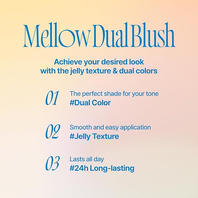 fwee Mellow Dual Blush | PK02 Fall In Highkey | Dual Color, Jelly Texture, 12 Colors, Longwear, Long-lasting | 7.2g