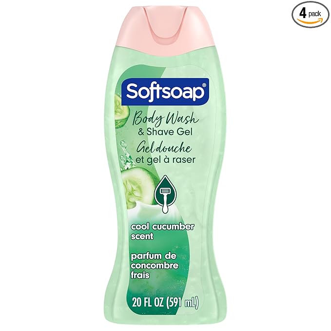 Softsoap Moisturizing Body Wash and Shave Gel, For Softer Feeling Skin, Helps Razor Glide, Cool Cucumber Scent, 20 fl oz