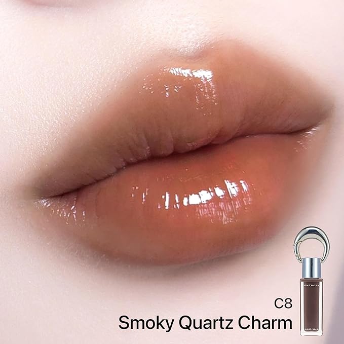 ENTROPY Makeup Glossy Lip Tint – Juicy Glow Line/Non-Sticky Hydrating Lip Gloss Tint, High Shine Finish, Buildable Sheer Color, Lip & Cheek Makeup - Smoky Quartz Charm (Deep Smoky Brown) | glossy lip tint, Non-sticky lip tint, Juicy glow lip gloss