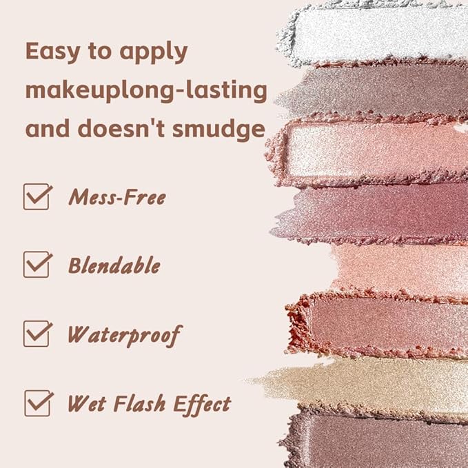 All-in-One Baked Eyeshadow Palette, Eyeshadow Highlighter Blush Contour, Soft Neutral Low-Saturation Tones, Smooth Blendable Buildable, Long-Lasting Natural Glow Makeup, Paleta de Sombras de Ojos 01
