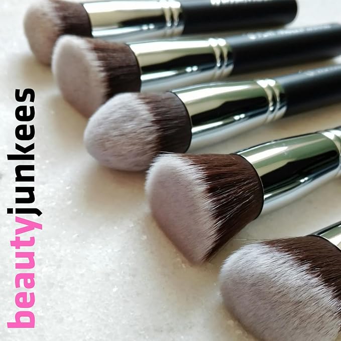Contour Brush Bronzer Blush - Flat Angled Kabuki Brush for Face, Foundation Brush, Dense Synthetic Bristles for Blending, Buffing, Stippling, Setting with Powder Cream Liquid Makeup