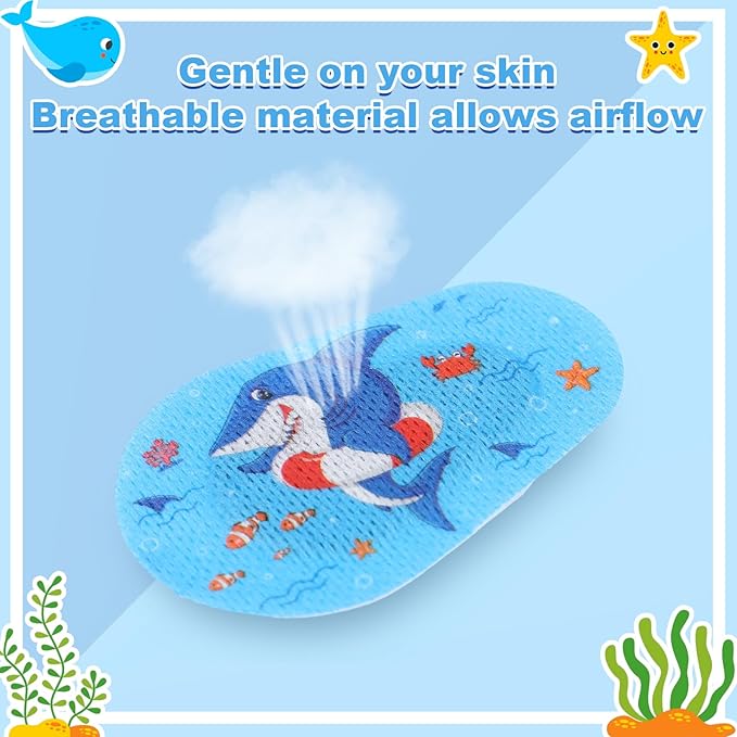 Panitay Adhesive Eye Patches for Boys, 16 Styles Light Blocking Cute Designs Cotton Adhesive Bandages for Kids Girls Toddler(48 Pcs)