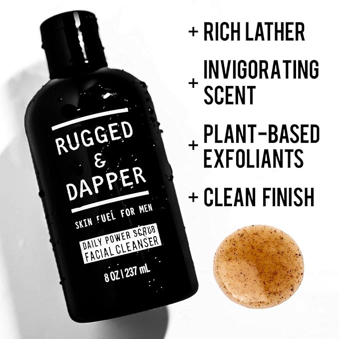 RUGGED & DAPPER Face Wash for Men | Daily Exfoliating Mens Face Wash & Scrub | Deep Cleans Oily, Rough & Breakout-Prone Skin