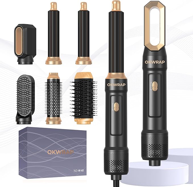 6 in ONE Blow Dryer Brush,Air Curling Iron Round Brush Blow Dryer 800W,Ionic Hair Dryer Brush for Women, Hot Air Brush Hair Styling Tools 100-120V