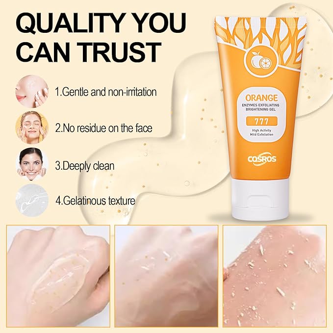 Orange Exfoliating Gel Scrub for Face and Body, Peeling Gel, Deep Clean Pores, Remove Blackheads & Moisturize Skin, for All Types Skin (1PC)