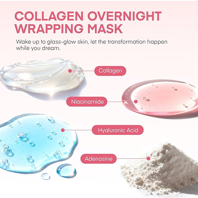 Dongyu Collagen Night Wrapping Mask: Overnight Collagen Peel Off Mask - Achieve Glass Skin with Elasticity & Hydration - Renews Skin Balance Night After Night - For All Skin Types (2.53 fl.oz)