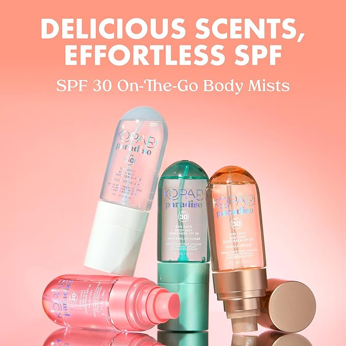 Kopari Paradiso Sun Juice SPF 30 Body Mist – Watermelon Sugar | Clear Non-Sticky Broad-Spectrum Sunscreen Mist, 80-Min Water-Resistant