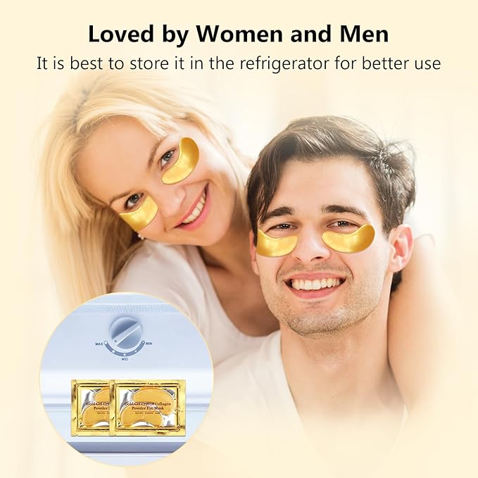 Adofect Under Eye Patches 30 Pairs, 24K Gold Under Eye Mask with Hyaluronic Acid for Dark Circles and Puffy Eyes, Bachelorette Party Accessories, Bridesmaid Gifts, Daily Skin Care
