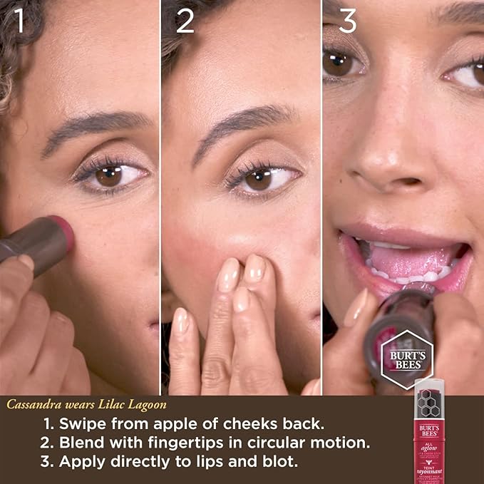 Burts Bees 100% Natural All Aglow Lip & Cheek Stick, Peach Pond - 1 Tube