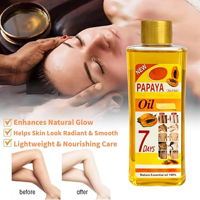 Papaya Oil for Massage and Skin Moisturizing, Lightweight Hydrating Body Oil for Dry Skin, Spa Body Care Oil with Papaya Extract, 200ml / 6.76 fl oz