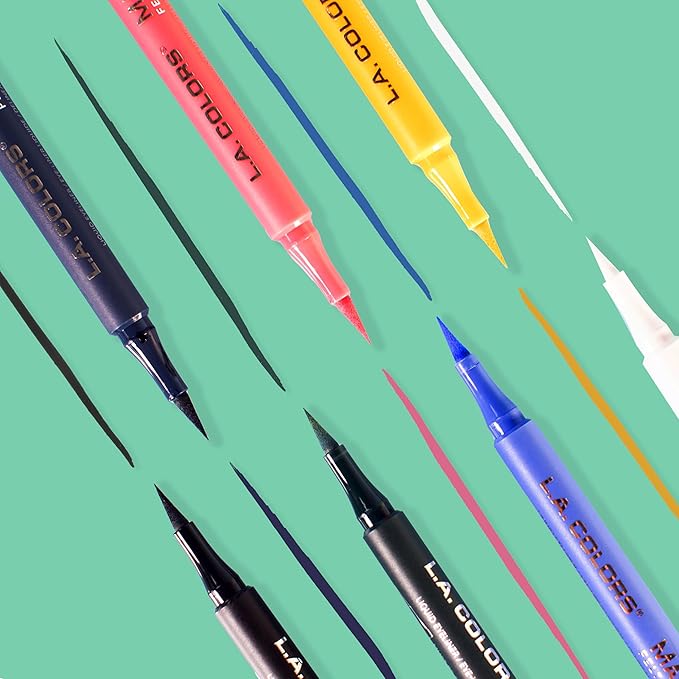 L.A. COLORS Mark & Line Felt Tip Eyeliner, Black CLE823 (Pack of 2)