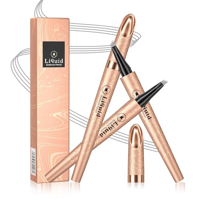 Eyebrow Pen - 4-Fork Tip Lift & Snatch Brow Pencil，Microblading Long-Lasting Waterproof Eye Brow Pen，Natural-Looking Hair-Like Brows，Easy to Use Eyebrow Pencils Makeup for Women (Grey)