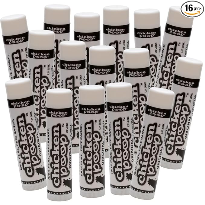 .15 oz. Chicken Poop® ORIGINAL FLAVOR Lip Junk for Dry, Chapped Lips, LIP BALM BULK PACK OF 16