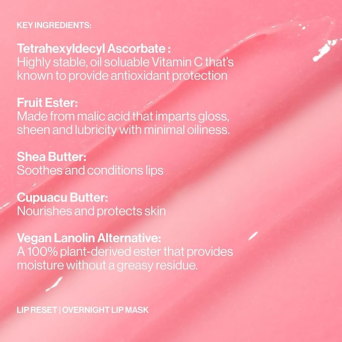 MAKE Beauty Lip Reset Overnight Lip Mask. Nourishing, Hydrating Lip Treatment for Dry, Flaky Lips. Plumps, Softens, and Smooths. Lunar Lemonade Flavor